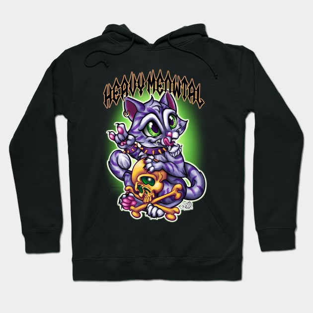 Heavy Meowtal (Grey cat) Hoodie by Krampussy